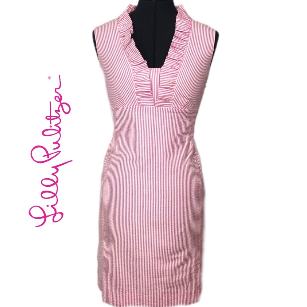 Lily Pulitzer | Striped Pink & White Ruffled Dress